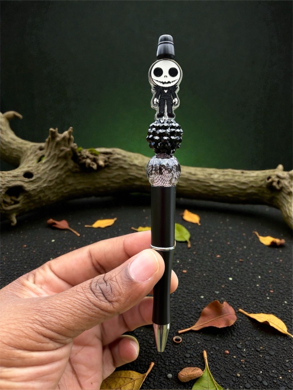 Handmade Black & White pen with Skeleton